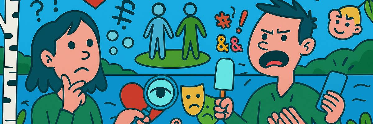 Ihmisten käyttytymis-aiheinen kuvituskuva