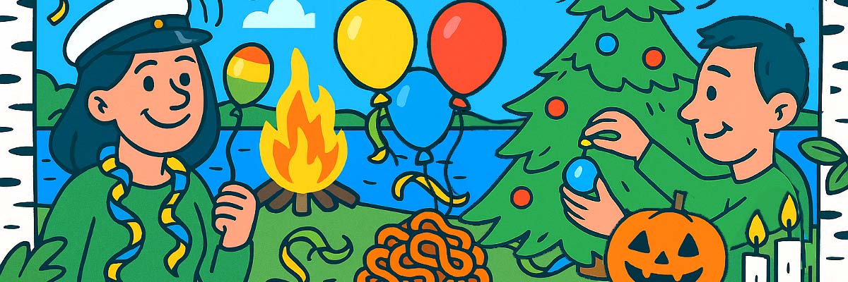 Juhlapäivä-aiheinen kuvituskuva